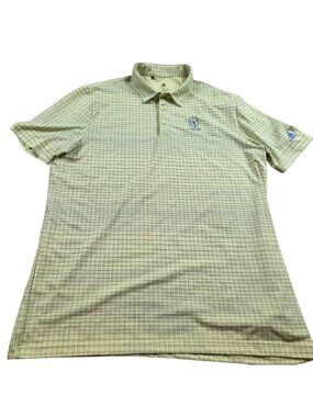Adidas Primegreen Polo Shirt Mens XL TPC Sugarloaf Golf Plaid Short Sleeve Golf